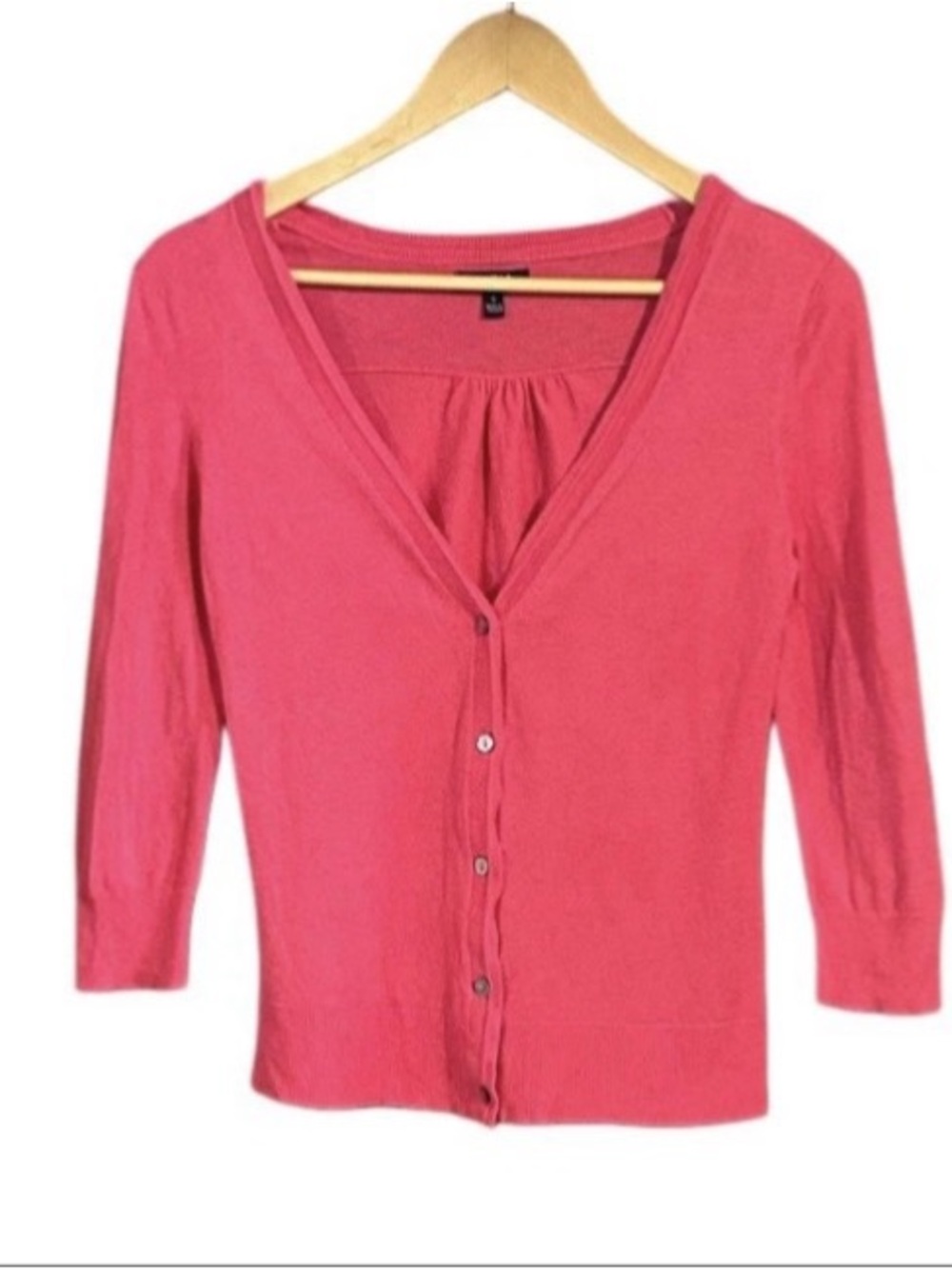 Women’s Button Up Cardigan Cotton Rayon Soft Preppy Pink Feminine Office Size Sm